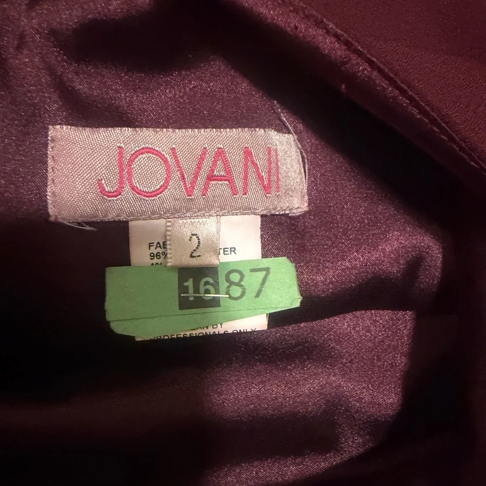 Jovani Wine Open-Back Ruffle Evening Gown - Picture 5 of 7